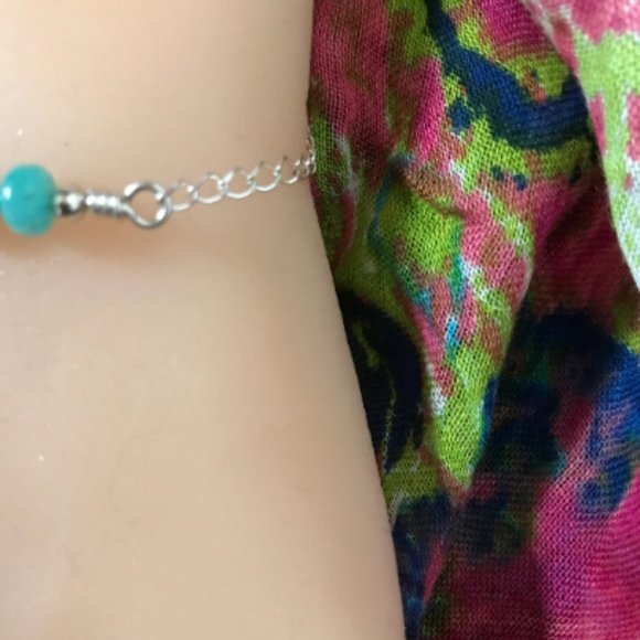 Amazonite Sterling Silver Bracelet- Amazonite Bar Style Bracelet - Picture 4 of 5